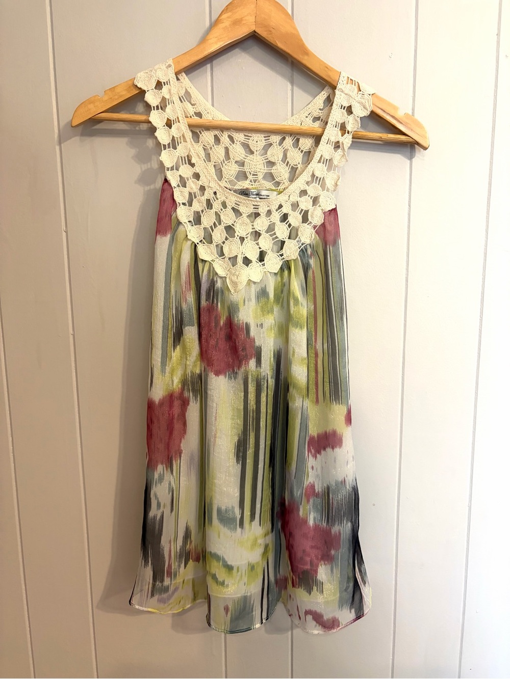 Anthropologie “Blue Tassel Collection” Crochet Trim, Abstract Print